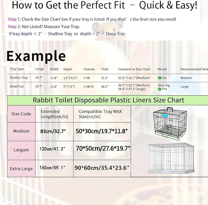 Disposable Cage Liner Bags (100-Pack) – 27'' X 19'' Clear Plastic Rabbit Cage Liners, Leak-Proof Toilet Film for Bunny, Guinea Pig, Hamster, Hedgehog & Small Animals – Universal Crate Tray Covers for