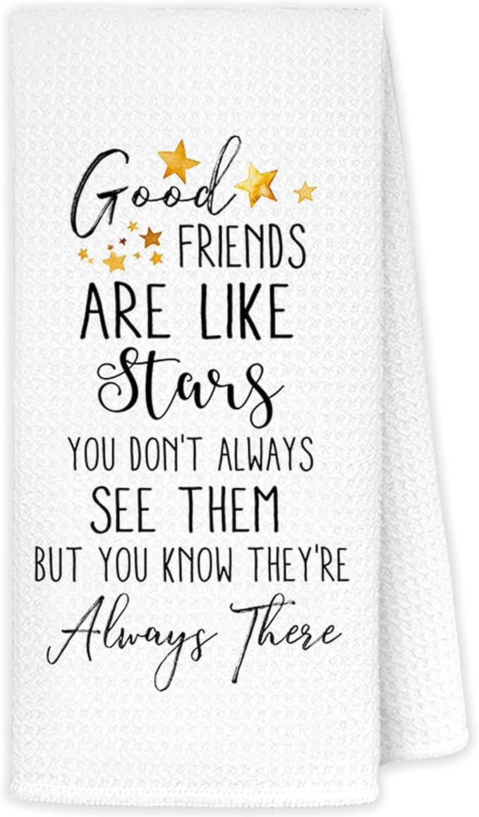 JINYO Good Friends are Like Stars Kitchen Towels, Gifts for Best Friend Hand Towels for Bathroom Kitchen Decor, Friendship Gifts for Women Friends Decorative Dish Tea Towels, 16x24 Inch