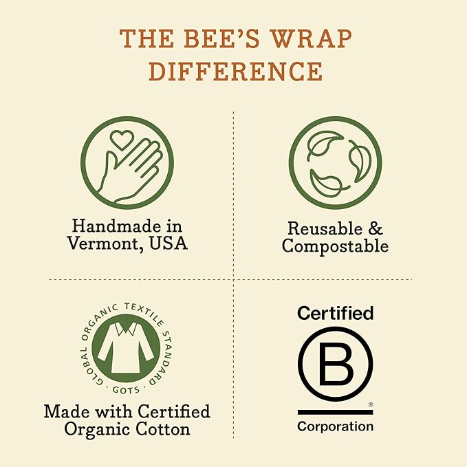 Bee's Wrap Beeswax Wraps for Food - Made in USA Reusable & Organic Food Wraps, Sandwich Wrap & Bowl Covers - Eco-Friendly Alternative to Aluminum Foil & Plastic Wrap, Garden Party 3 Pack (S, M, L)