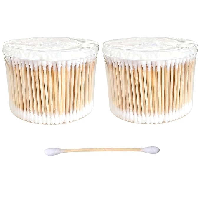 Cotton Swabs, 1000 Count Bamboo Sticks Cotton Swabs with Storage Box Cotton Buds with Wooden Handles For Ears Makeup or Nails Personal Care