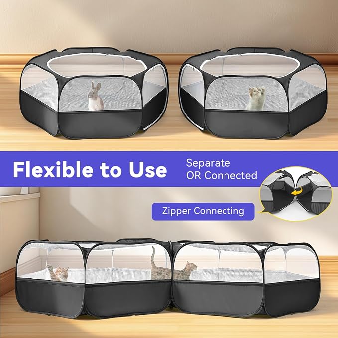 Pawaboo Small Animals Playpen, Large Chick Brooder with Zipper Splicing | Portable Chicken Coop Run, Pop Up Pet Enclosure Cat Tent for Guinea Pig Bunny Puppy Indoor Outdoor