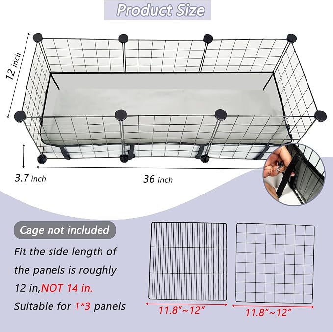 Guinea Pig Cage Liner Tarp Bottom Waterproof and Washable Base Also for Rabbits, Bunny, Chinchesillas, Hedgehog, Ferrets and Other Small Animals(12x36 inches)