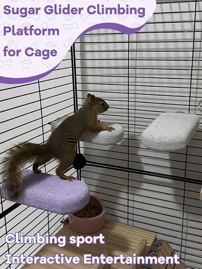 Chinchilla Lava Ledges Rat Climbing Platform 4 Pack Pumice Ledge Shelf Pet Chewing Grinding Toys Small Animals Cage Accessories for Totoro Squirrel Guinea Pig Hamster Purple