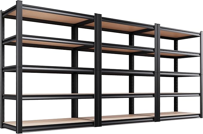 Set of 3 46" W Garage Shelving-2050 lbs 5 Tier Storage Shelves,Adjustable Heavy Duty Metal Shelving Unit and Storage Large Rack,Utility Steel Shelf for Warehouse Industrial Pantry 71"x46"x18"
