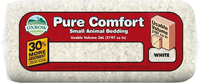 Oxbow Small Animal Bedding, Hamster, Guinea Pig, Rabbit, White, USA, 36 L | Pure Comfort, Hamster Bedding, Guinea Pig Bedding, Low Dust, Virgin Paper, Litter Box, Bunny, Rats, Gerbils, Chinchillas
