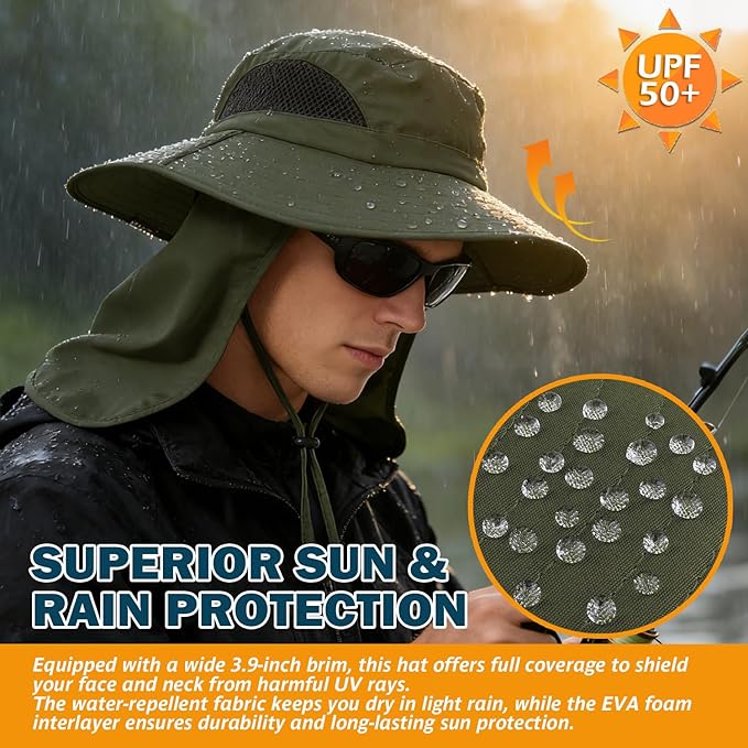 EINSKEY Wide Brim Sun Hat, UPF 50+ UV Protection Waterproof Packable Bucket Hat for Men & Women, Fishing Hiking Beach Garden