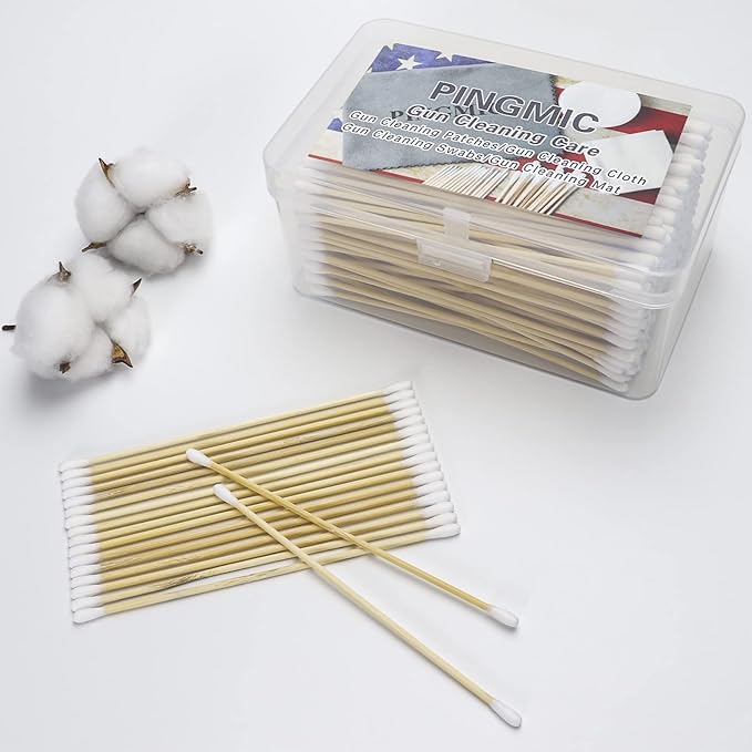 PINGMIC 400 (800 Tips) 6-Inch Gun Cleaning Swabs with Storage Box - Lint-Free Cotton Swabs for Gun Cleaning, Makeup & Electronics