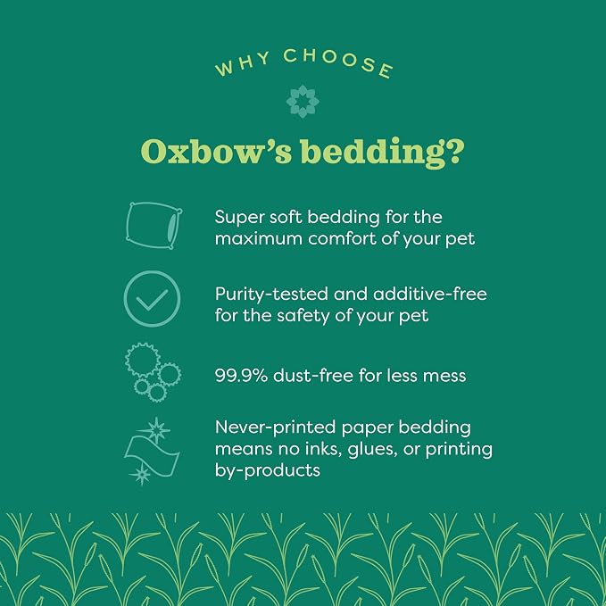 Oxbow Small Animal Bedding, Hamster, Guinea Pig, Rabbit, Natural, USA, 56 L | Pure Comfort, Hamster Bedding, Guinea Pig Bedding, Low Dust, Virgin Paper, Litter Box, Bunny, Rats, Gerbils, Chinchillas