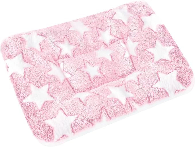 Small Animal Bed Mat, Soft & Warm, Suitable for Guinea Pig, Hamster, Rabbit, Rat and Bearded Dragon (XX-Large(19.7''x15.7''), Star Pink)