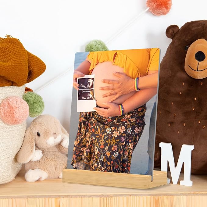 XIAODAXIA Father's Day Gifts Personalized Metal photo prints Customized photo gifts for Dad - Custom Picture Prints with Bamboo base Tabletop Art Home Decor - Gift Wrapping Available