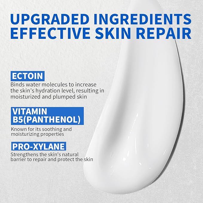 Panthenol Cream, Soothing Face Repair Cream for Sensitive Skin, Fragrance Free, Non-Comedogenic, Hypoallergenic, Ceramide Moisturizer for Calming and Hydrating Skin, 1.7 Oz