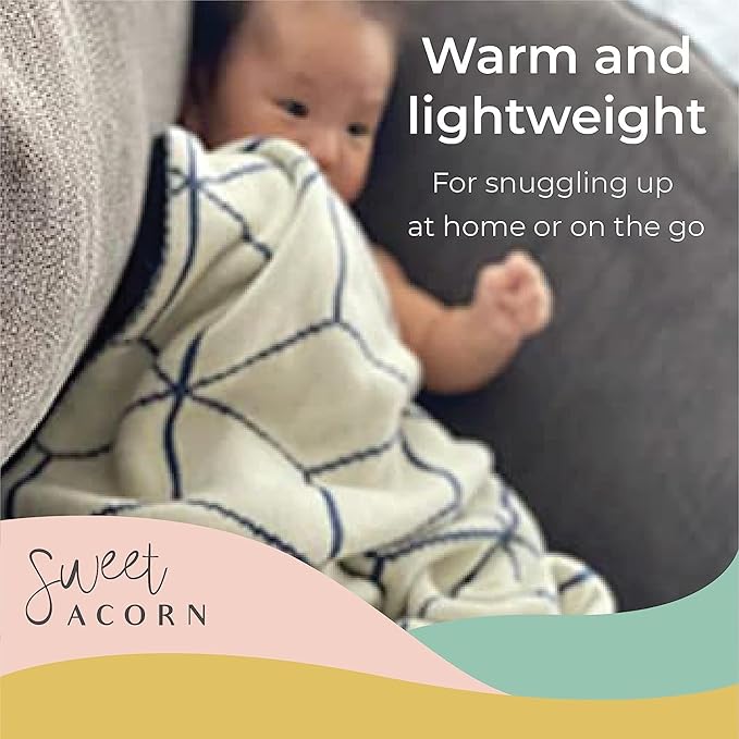 Knit Baby Blanket in Geometric Pattern, Organic Cotton Blankets for Crib or Stroller, Receiving Blankets - Dahlia Pink