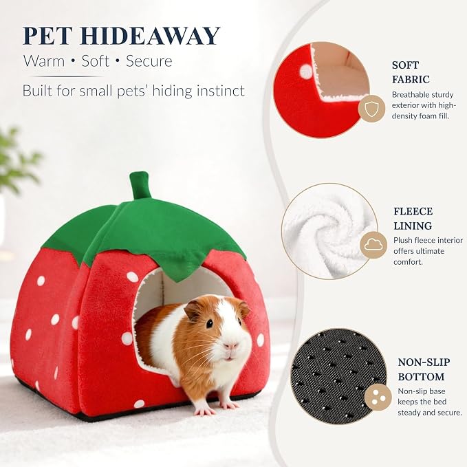 Guinea Pig Hideout Bed, Dwarf Rabbit House Cave | Cozy Hide-Out for Little Bunny Hedgehog Ferret Chinchilla & Other Small Animals, Cage Accessories