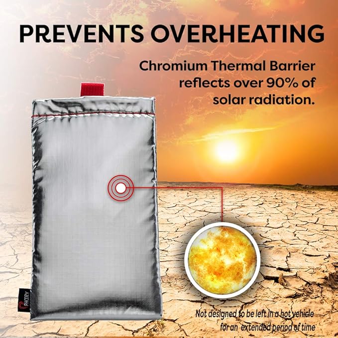 PHOOZY Apollo Thermal Phone Case | Insulated Phone Pouch Extends Battery Life 3X in Freezing Weather | Cold Resistant Drop Protection | Military Grade Water Resistant | Large | Silver