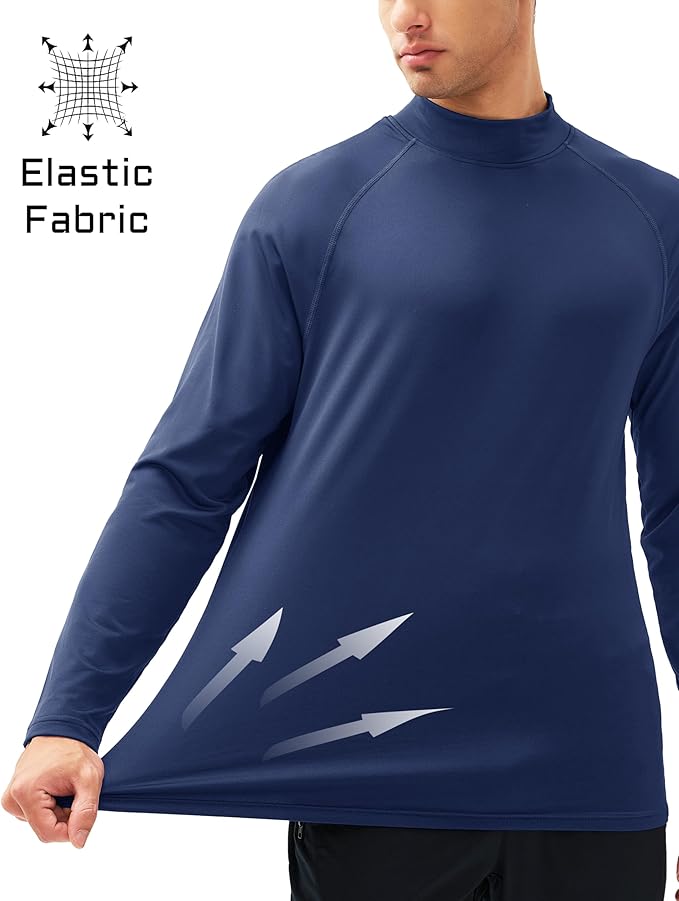 MAGCOMSEN Men's Thermal Shirt Mock Turtle Neck, Fleece Lined Long Sleeve Undershirts, Athletic Warm Base Layer Winter Top