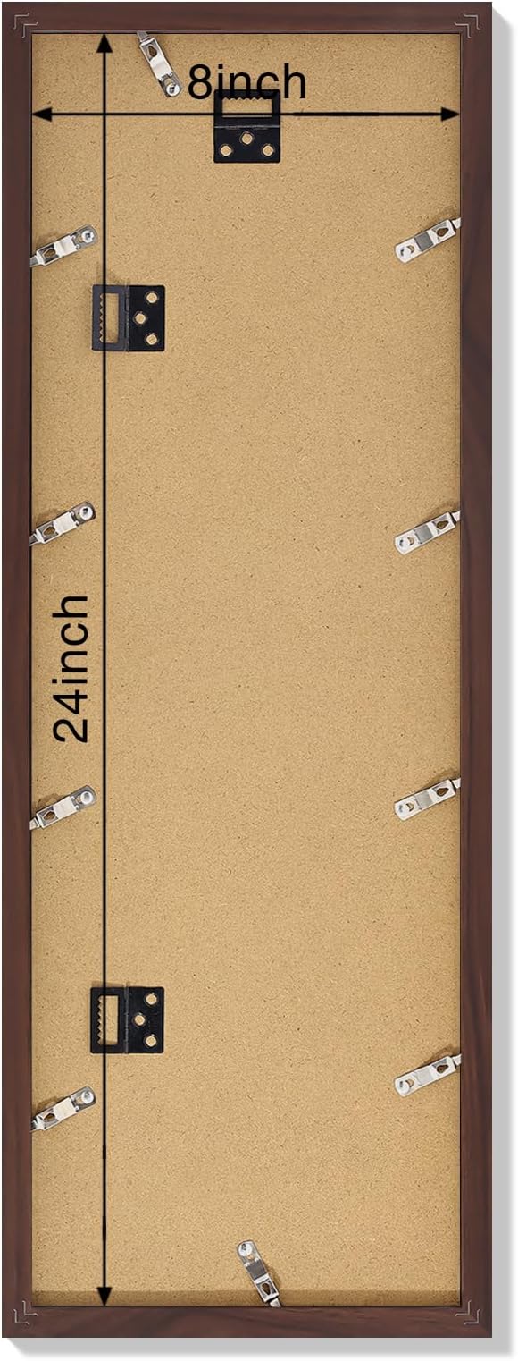 Vittanly 8x24 Collage Picture Frame, Displays 5Pcs 4x6 Pictures with Mat or 1Pcs 8x24 without Mat, Picture Frames Collage Wall Decor for Horizontal or Vertical Display, Brown, 1 Pack