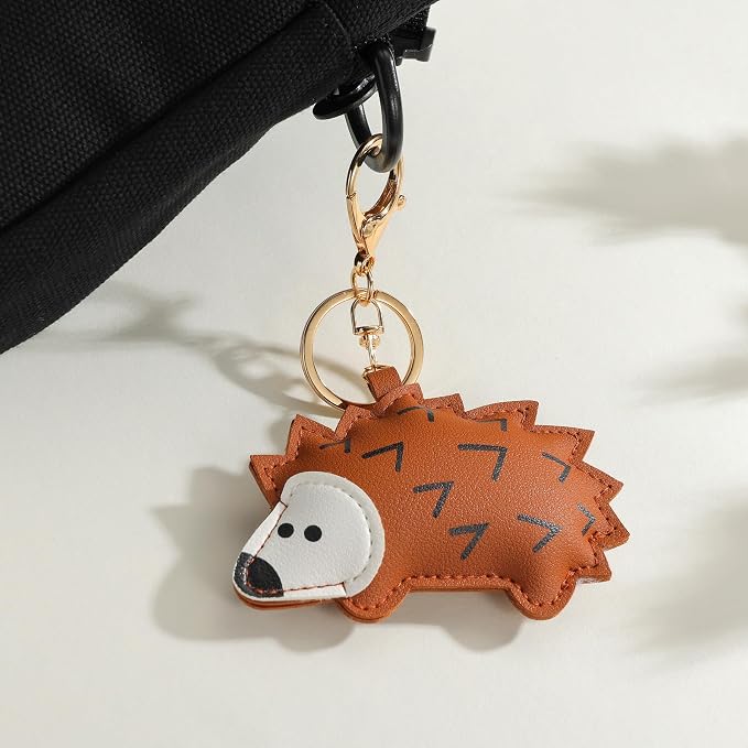 3D Hedgehog Bag Charm PU Leather Cute Charms for Car Key Purse Handbags Keychain Accessories Bestie Gift