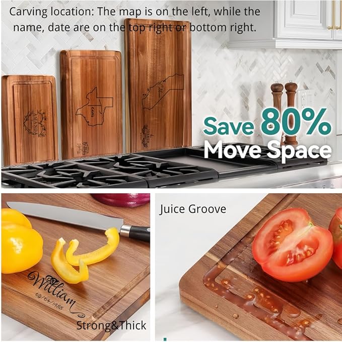 Personalized state-shaped and named date platters, carved wooden cutting boards, custom cheese boards as Mother's Day, wedding, housewarming gifts (Acacia decurrens L17.4X11.8X0.5in)