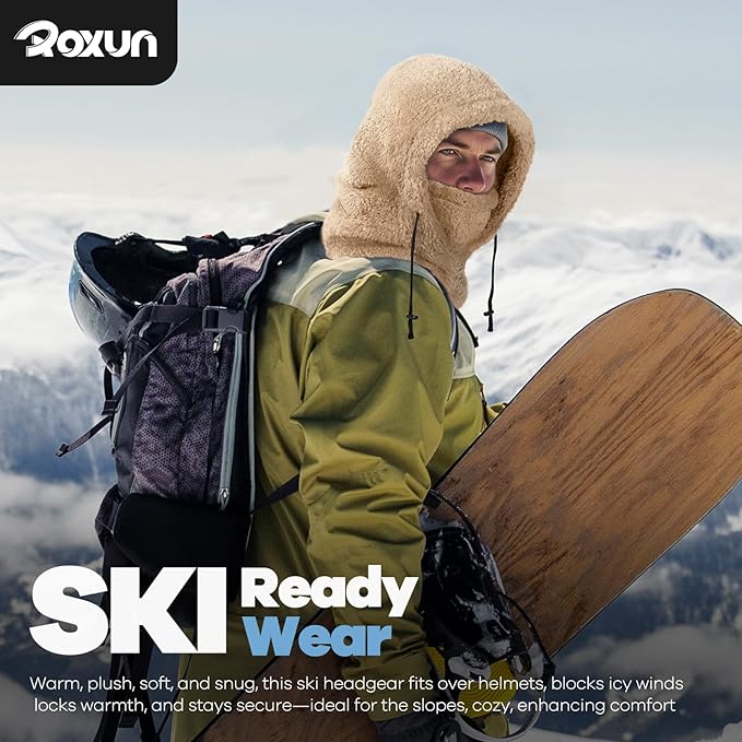 Ski Mask Fleece Balaclava, Windproof Face Mask Winter Warm Neck Cover Hat Hood for Men Women