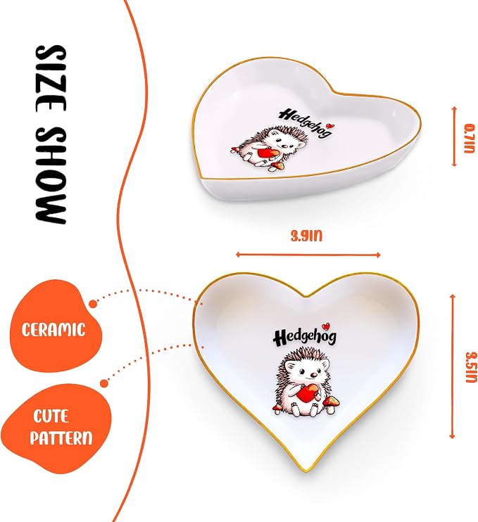 Hedgehog Ring Holder Dish Tray, Gifts For Women Teens Girls, Hedgehog Lovers Themed Stuff Accessories Things Decor Merch, Home Room Ring Earrings Necklace Organizer Holder!