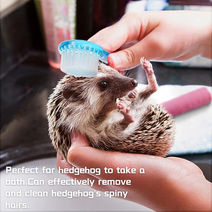 3 Pack Small Animal Grooming Brush - Hair Brush with Lid Soft Cleansing Bristles for Hamster Guinea Pig Rabbit Chinchilla Ferret Massage Combs Cleaning Supplies (3 Pack, White+Purple+Blue)