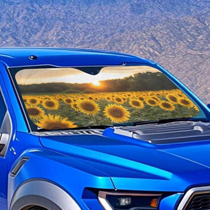 Sunrise Sunflower Car Windshield Sun Shade Heatshield Automotive Interior Cover Sun Visor Protector Blocks UV Rays Keep Your Vehicle Cool