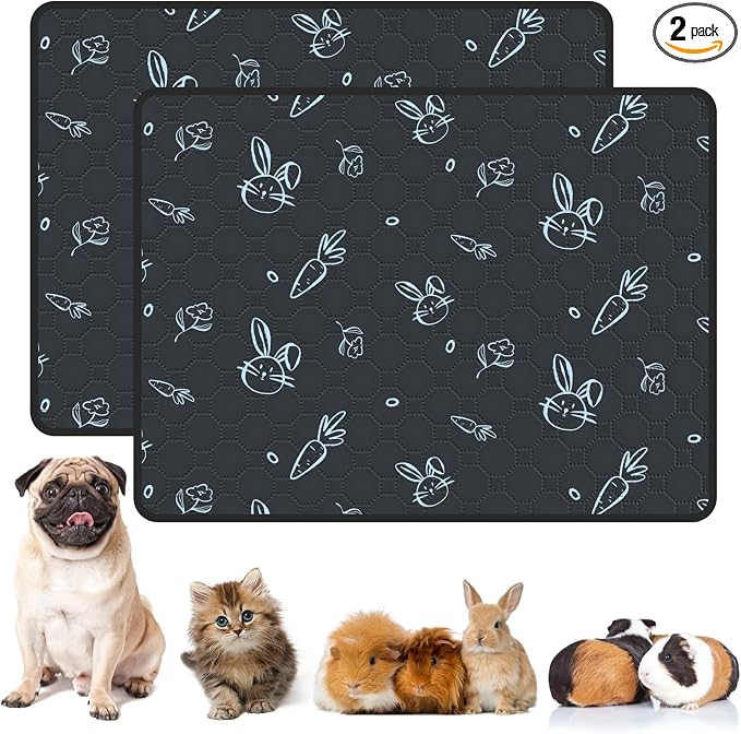 2-Pack Guinea Pig Cage Liner Washable, 36in x 48in Ultra-Absorbent Guinea Pig Bedding for Cage Non-Slip Leak-Proof Pee Pads for Dogs Rabbit Bunny Cat Litter Mat, Navy