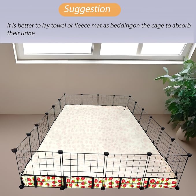 Guinea Pig Cage Liner，Washable Waterproof Oxford Cloth Cage Liners for Small Animals,Hamster Chinchilla Hedgehog Rabbit and Other Small Animals Not Include Cage(48x72 inches)