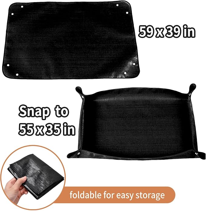 Guinea Pig Cage Liner, 59"x39" Playpen Mat, Waterproof Washable Tarp, Black | 59 x 39 in black waterproof pet mat protects floors and works as a washable, reusable liner for cages and playpens.