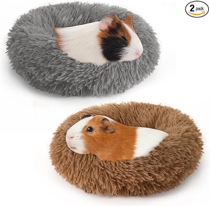 PETKNOWS 2-Pack Winter Guinea Pig Beds Hamster Bed Small Animal Hideout | Thickened Plush and PP Cotton Fabric, Guinea Pig and Hamster Bed, Keeping Warm and Safe, 30cm Size with Inner Cushion