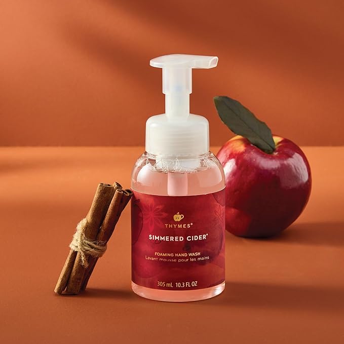 Thymes Foaming Hand Wash with Aloe & Glycerin - Foaming Hand Soap with Pump - Kitchen or Bathroom Decor - Fall Soap with Notes of Freshly-Pressed Apples, Clove & Cardamom (Simmered Cider, 10.3 fl oz)