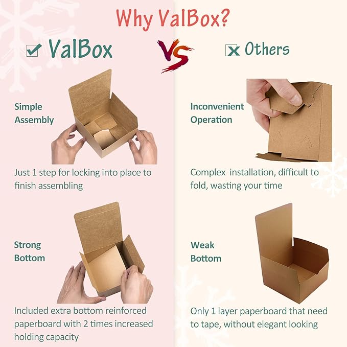 ValBox Gift Boxes 9x4.5x4.5 Inches 12 Pack Brown Recycled Paper Boxes Kraft Favor Boxes for Party, Wedding, Thanksgiving, Crafting, Bridesmaid Proposal, Easy Assemble Cardboard Boxes