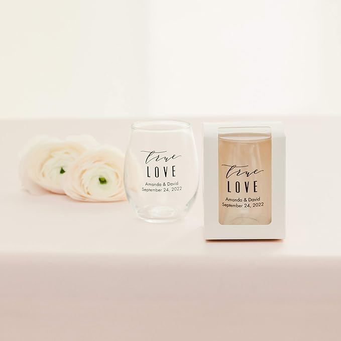WEDDINGSTAR Personalized Small Stemless Wine Glass 9oz - 156 pack