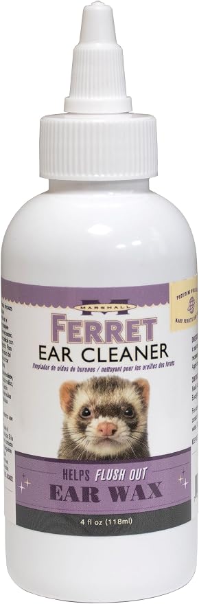 Marshall Ferret Ear Cleaning Solution – 4 oz – Gentle Formula to Remove Dirt and Wax – Contains Eucalyptol to Support Healthy Ear Tissue – No Swabs Needed