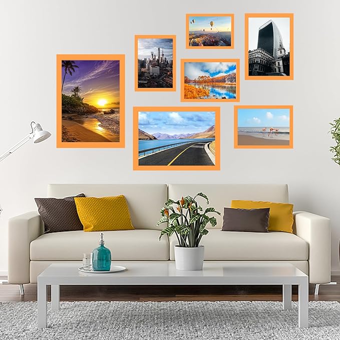 10x14 inch Wood Picture Frames for Wall Hanging,Diamond Painting Frames Rectangle Baby Scan Picture Frame for Family Walls Decoration,Anniversary,Wedding,Christmas,Halloween,Shower,Certificate (Orange)