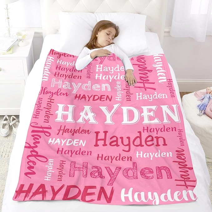 Custom Initial Baby Name Blanket - Personalized Throw Blanket for Babies Kids Adults