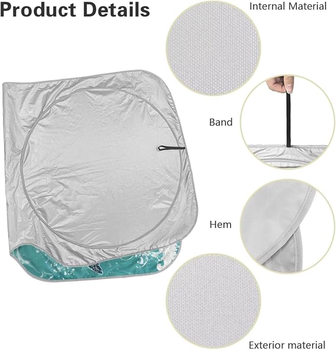 Sea Turtle Seashell Windshield Sun Shade Foldable Car Sun Shade Windshield for Front Window Block UV Rays Heat Protection Universal Fit for Most Cars SUV Keeps Your Vehicle Cool