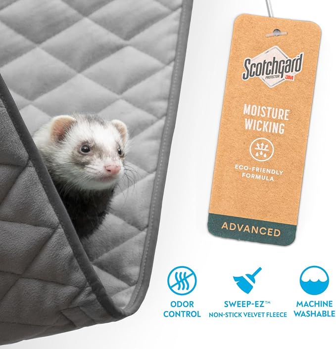 Paw Inspired Hanging Fleece Hammock for Small Animals, Gray/Light Gray | Hammock with Swivel Clips for Pet Cage for Ferrets, Rats, Chinchillas, Sugar Gliders, Hideout Toy for Guinea Pigs, Hamsters