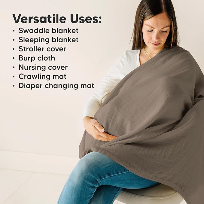 4-Pack Muslin Swaddle Blankets for Boys, Girls - Organic Baby Swaddles for Newborns, Soft & Breathable Receiving Baby Blankets for Girl, Boy, Neutral, Newborn Essentials Gift (Nimbus)