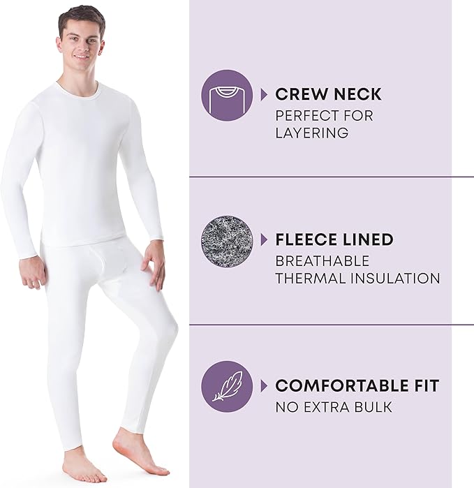 Rocky Thermal Underwear Men Long Johns Men Thermal Underwear Thermals Mens Base Layer Mens Thermals Top and Bottom Set