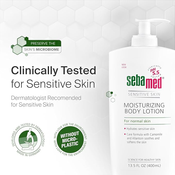 SEBAMED Dermatologist Recommended Face & Body Wash & Moisturizing Lotion Bundle (400ml x 2), Paraben Free, Soap Free