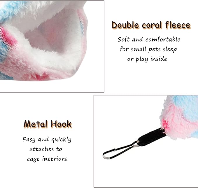 Guinea Pig Ferret Hammock for Cage - Machine Washable Double-Decker Hanging Bed - Fits Sugar Glider,Fancy Rat,Hamster,Gerbil - 13.3" x 13.3" - Love Pink Pattern