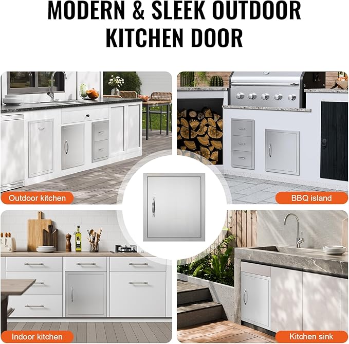 VEVOR BBQ Access Door - 18W x 20H Inch Stainless Steel Vertical Door for Grilling Station