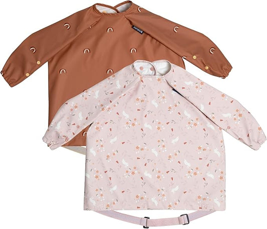 BIBaDO - Long Sleeve Baby Bibs - Babies & Toddlers 6-36 Months - Coverall Baby Led Weaning Bib - Easy Wipe, Soft & Waterproof