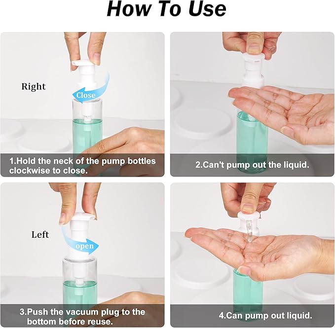Cosywell Plastic Pump Bottles Dispenser Leak Proof 3.5oz/105ml 5 Pack Portable Empty Refillable Container Clear Plastic Lotion Pump Dispenser Bottle for Facial Cleansing Oil Shampoo Shower Gel