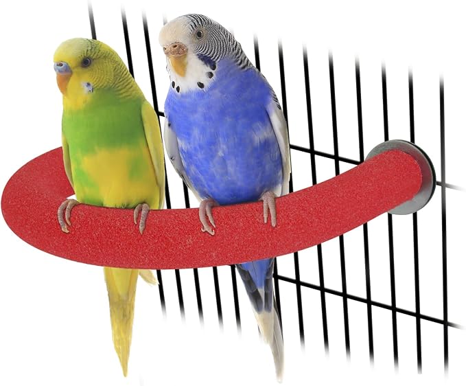 Rypet U-Shaped Parrot Perch, Bird Perch for Cage(Red S) | Safe Chew & Rest Perch for Large Birds, Durable Non-Toxic Cage Accessory, for Parakeets Cockatiels Conures Macaws
