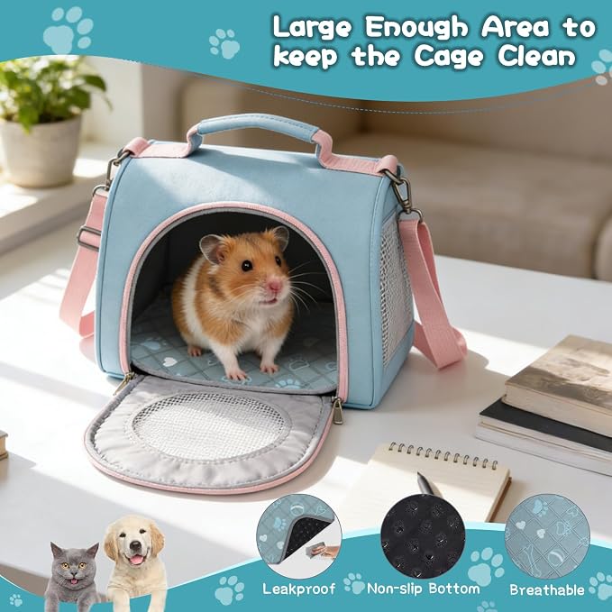 6 Packs Washable Guinea Pig Cage Liners with with Paw Print, Waterproof Guinea Pig Pee Pads Reusable Absorbent Bedding Anti Slip Mats for Small Animals Bunny Rabbit Hamster (Blue, 12 x 12in)