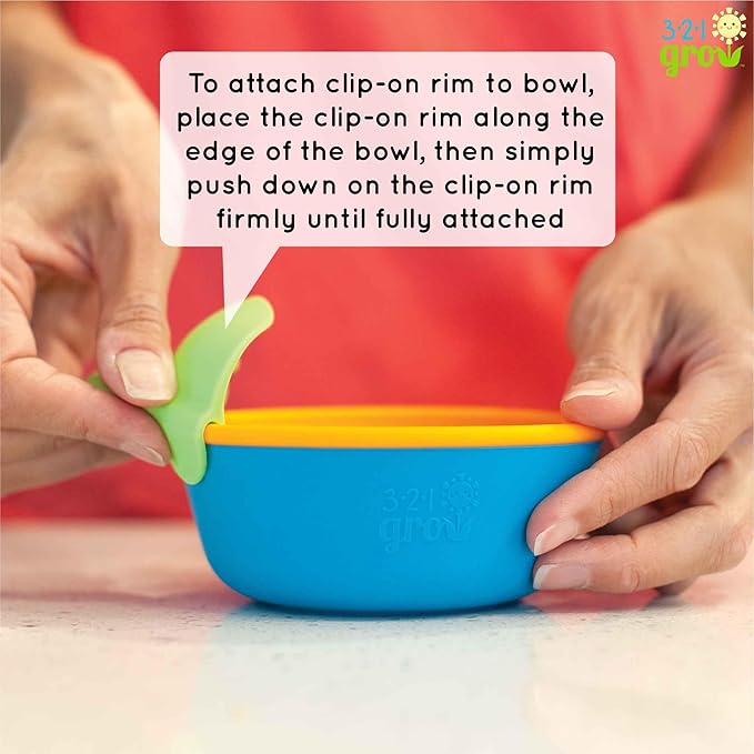 Silicone Easy Scoop & Hold Bowl Set – Adaptive Baby & Toddler Feeding Bowls with Clip-On Rim and Handle – Helps Build Independence & Coordination – 2 Pack – Dishwasher Safe (Midnight)