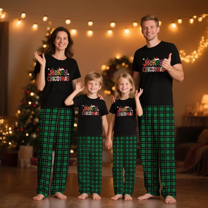 Family Christmas Pajamas Matching Sets Holiday Xmas Party Family Sleepwear Set Jammies for Couples