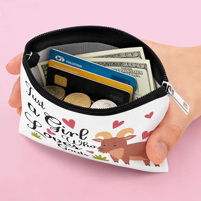 Goat Lover Gift Coin Purse for Women Goat Gifts Coin Purse Farmers Christmas Birthday Gifts Animal Lovers Goats Themed Gift Friend Bestie Sister Graduation Presents for Daughter Zipper Change Pouch